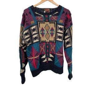 Vintage Boston Traders “Knitted by Hand” Wool Sweater Size M